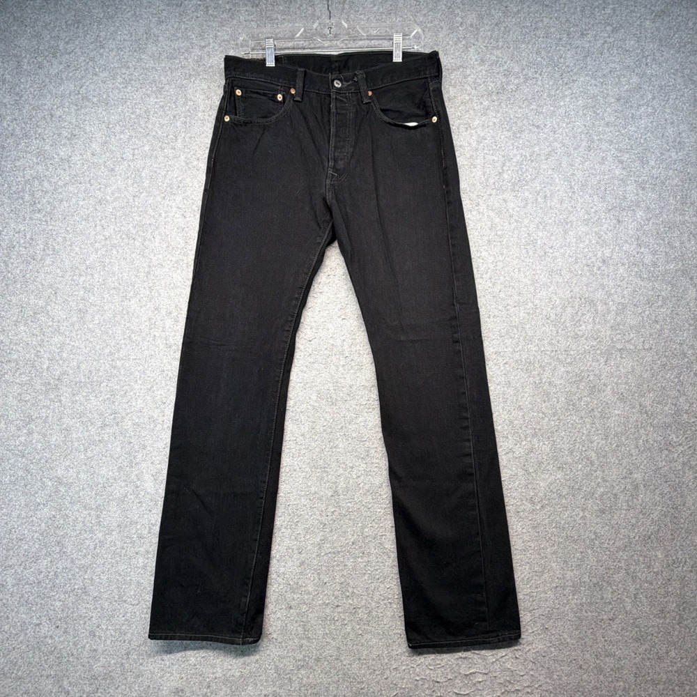 Levi's 501 Black Jeans Mens 32x34 (Fits 32x32) Button Fly Straight Leg Denim